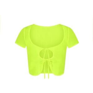 SKIMS Summer Mesh Cropped Top Tie Front Swim Cover Up in Highlighter 4X NEW